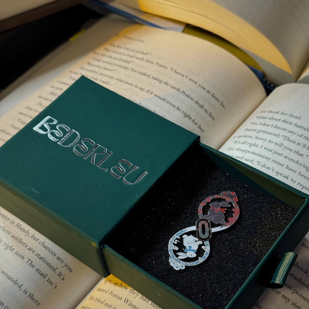 MDZS Cloud & Rabbit Metal Bookmark | Hidden Gusu Page Marker | Wangxian Minimalist Inlay | Original Design