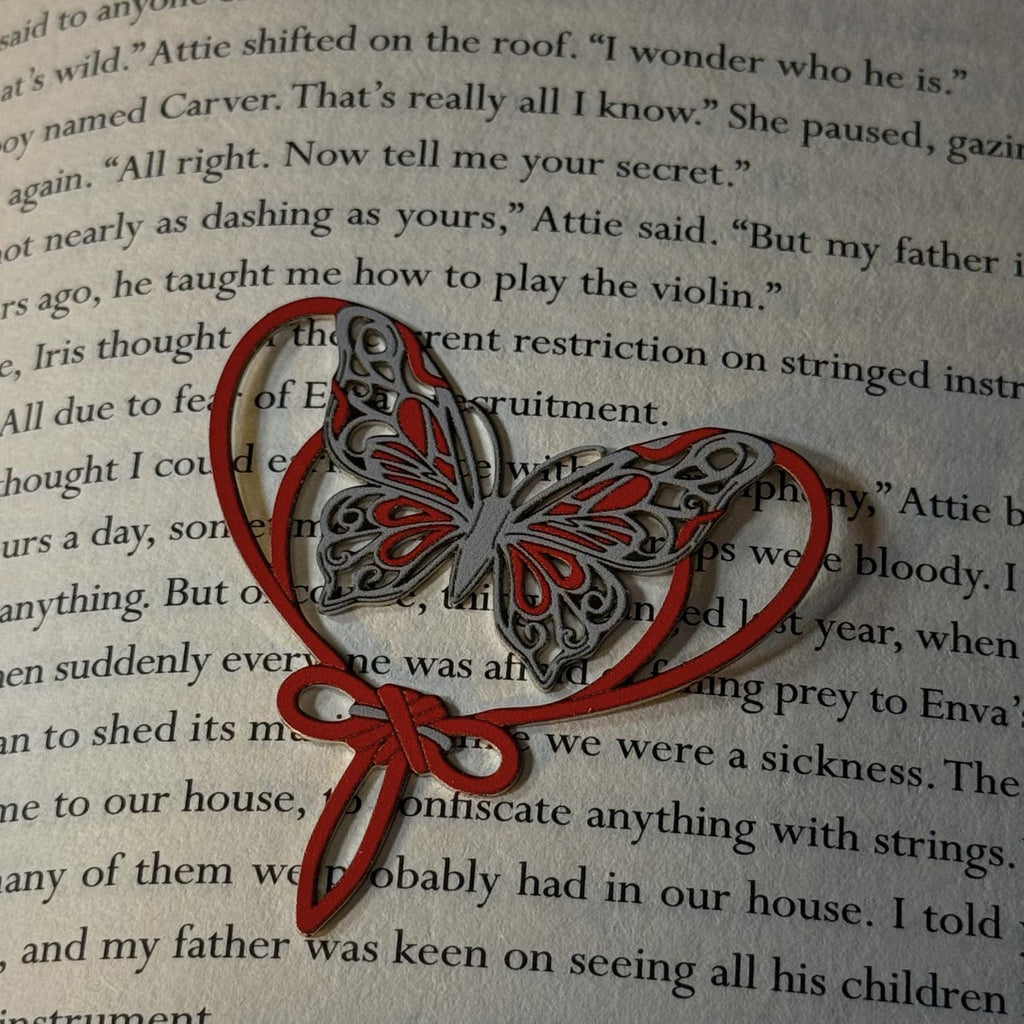 TGCF Silver Butterfly Metal Bookmark | Heaven Official's Blessing Red String of Fate | Hua Cheng Danmei Page Marker | Original Design
