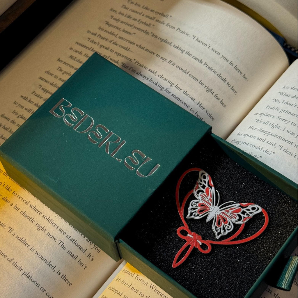 TGCF Silver Butterfly Metal Bookmark | Heaven Official's Blessing Red String of Fate | Hua Cheng Danmei Page Marker | Original Design