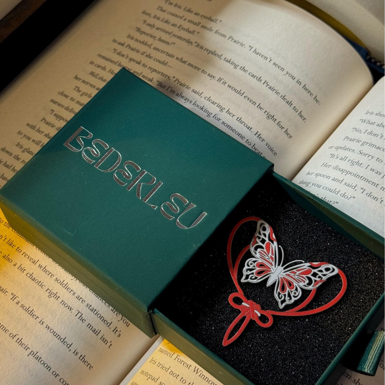 TGCF Silver Butterfly Metal Bookmark | Heaven Official's Blessing Red String of Fate | Hua Cheng Danmei Page Marker | Original Design