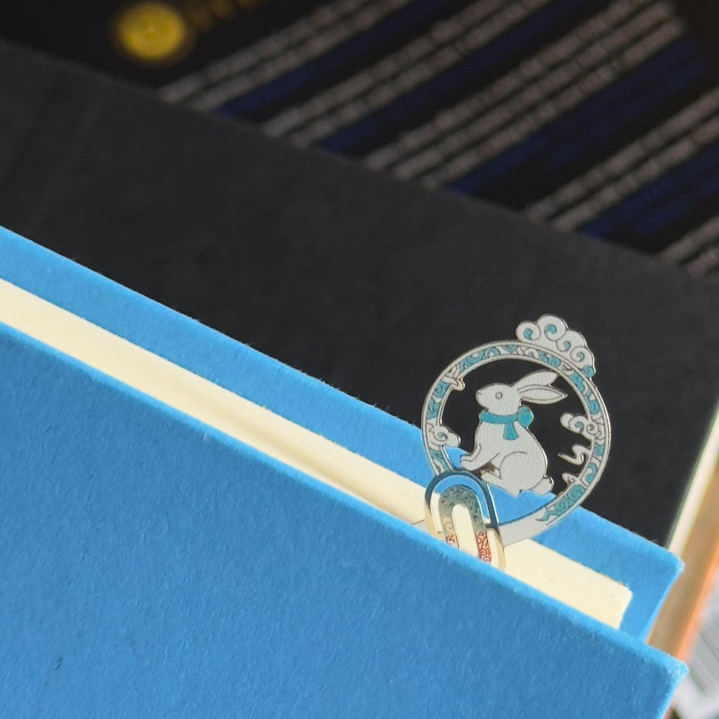 MDZS Cloud & Rabbit Metal Bookmark | Hidden Gusu Page Marker | Wangxian Minimalist Inlay | Original Design