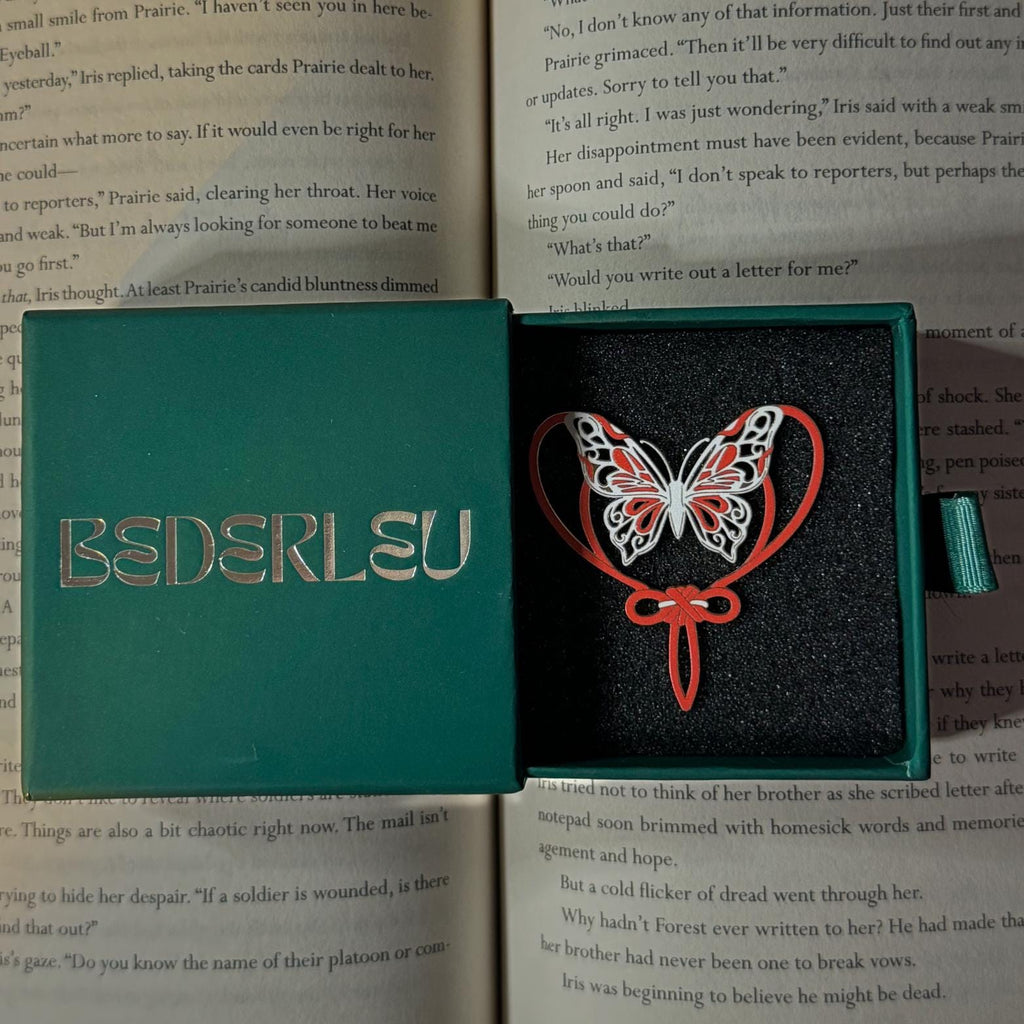 TGCF Silver Butterfly Metal Bookmark | Heaven Official's Blessing Red String of Fate | Hua Cheng Danmei Page Marker | Original Design