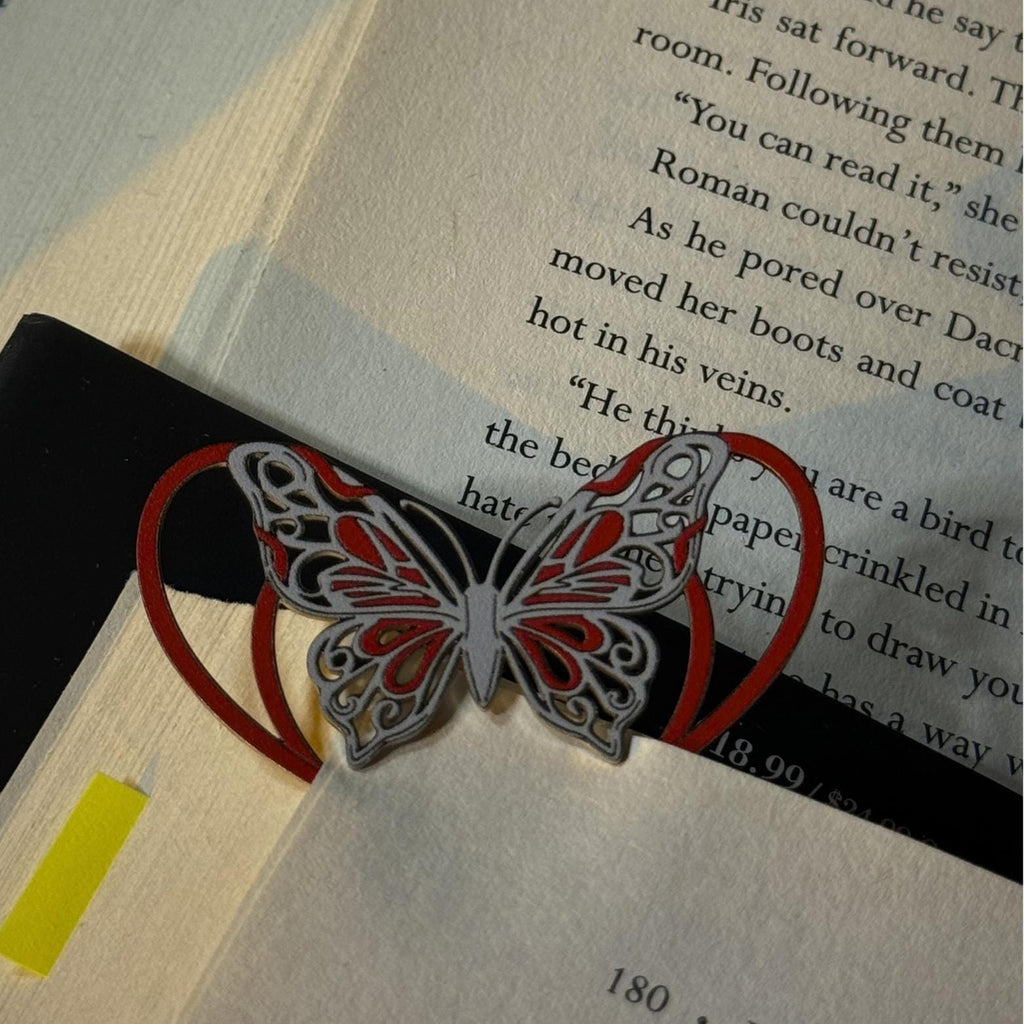 TGCF Silver Butterfly Metal Bookmark | Heaven Official's Blessing Red String of Fate | Hua Cheng Danmei Page Marker | Original Design