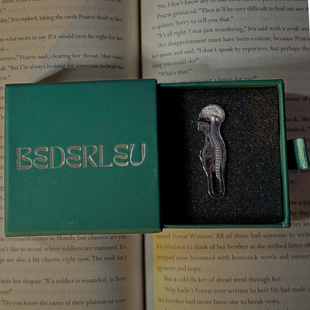 Anatomy Silhouette Metal Bookmark | Dark Academia Gothic Page Marker | Scholarly Medical Illustration | Original Design