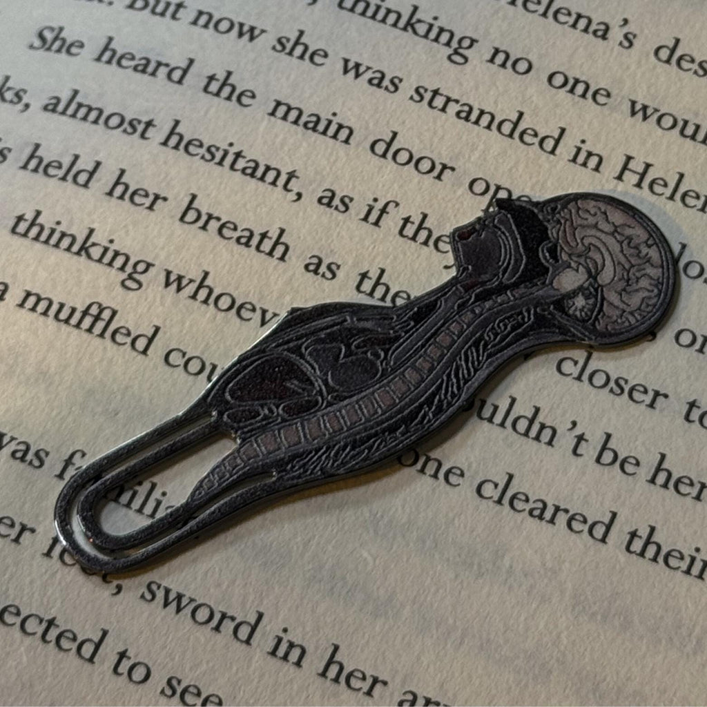 Anatomy Silhouette Metal Bookmark | Dark Academia Gothic Page Marker | Scholarly Medical Illustration | Original Design